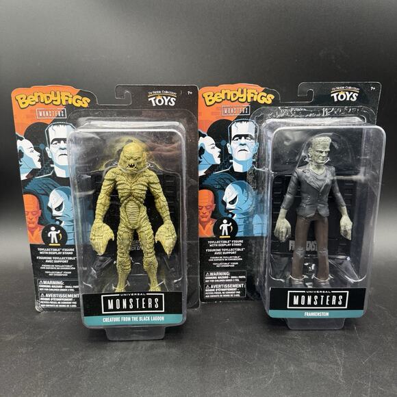 BendyFigs Universal Monsters Creature from the Lagoon & Frankenstein Lot Sealed - Picture 1 of 5